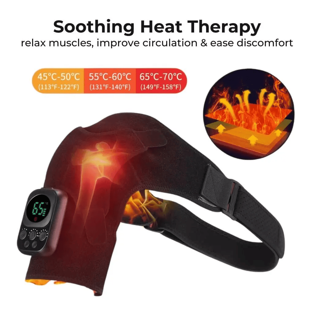 Shoulder Heating Pad with Massager for Pain Relief & Recovery